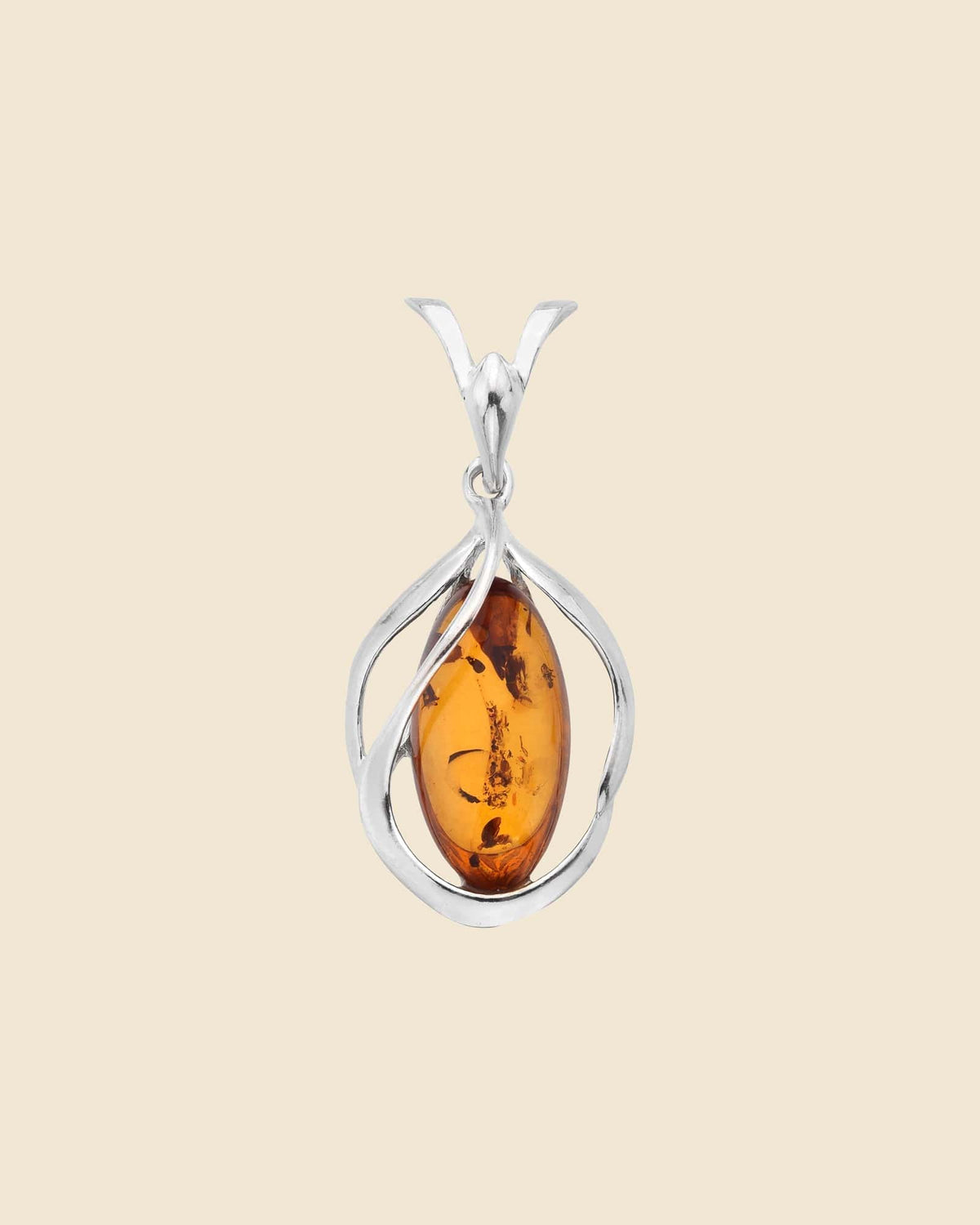 Sterling Silver and Amber Cognac Pendant