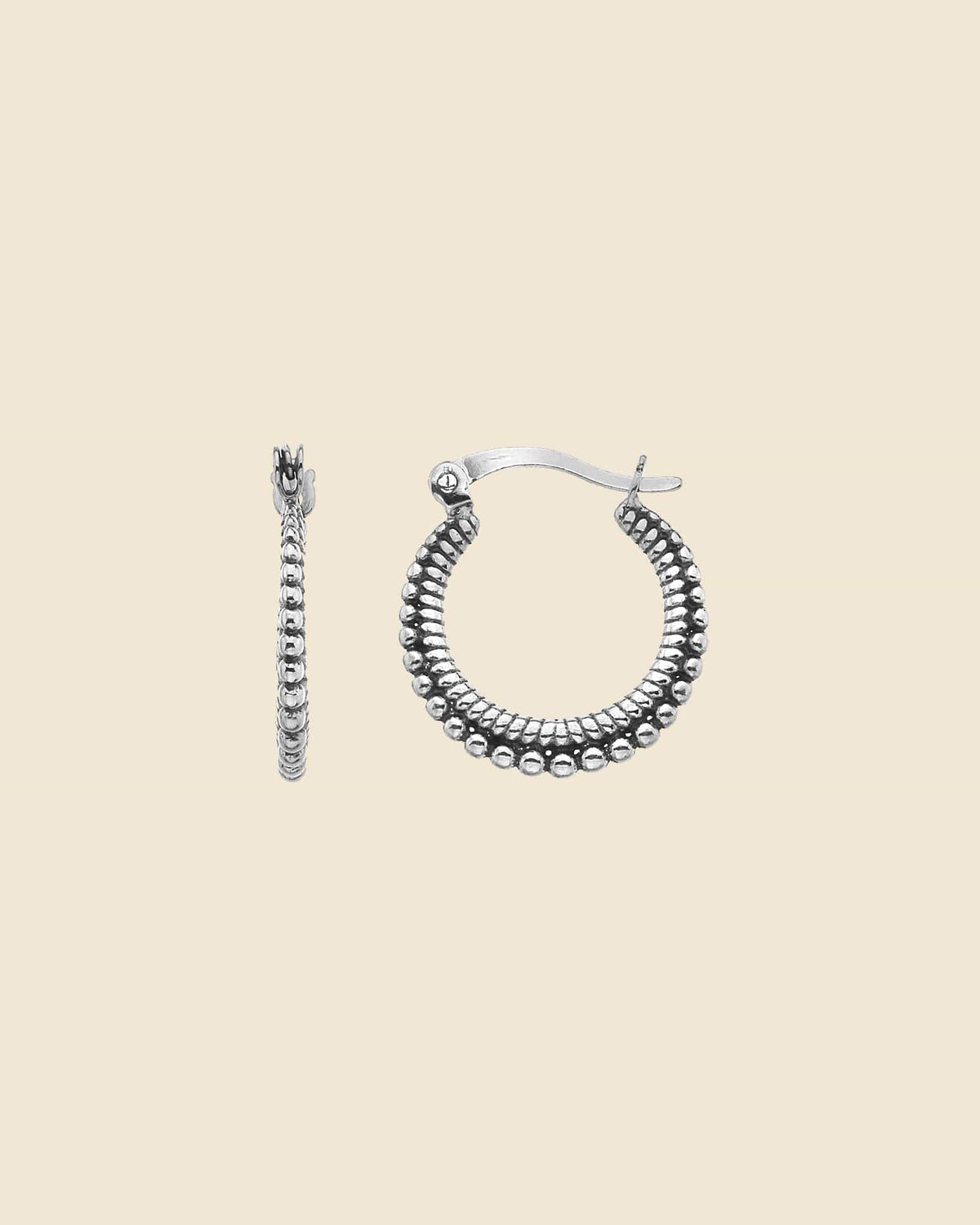 Sterling Silver Bobble Bali Hoops