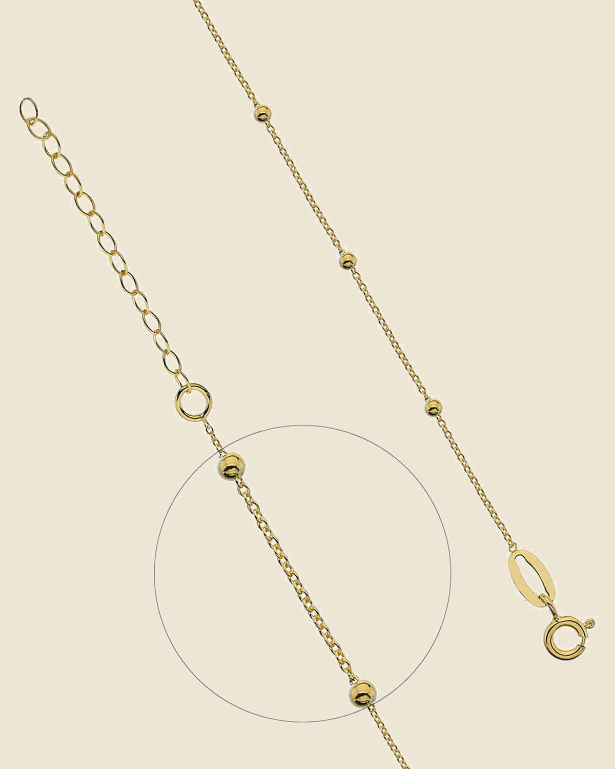Sterling Silver Trace and Bead Station Chain