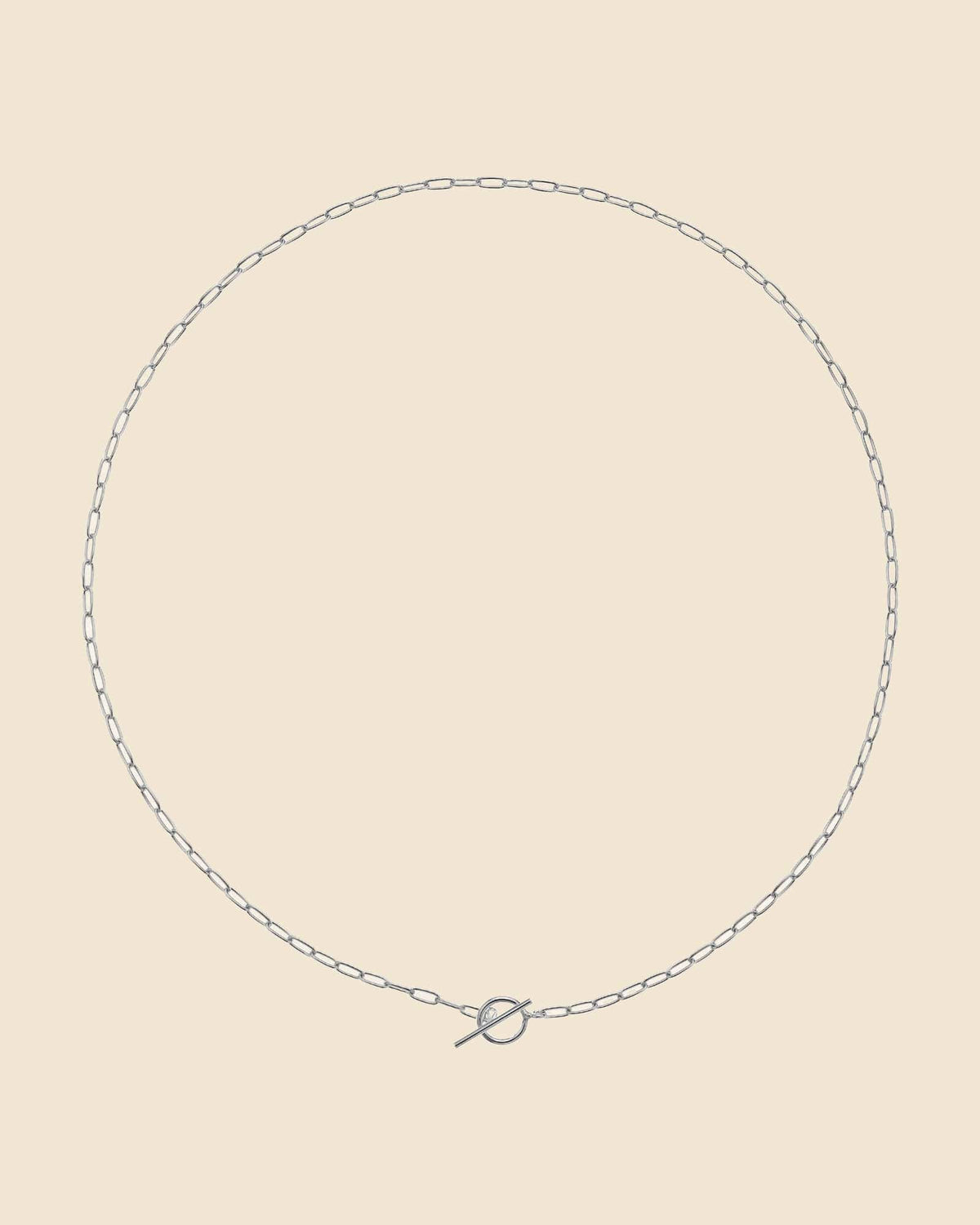 Sterling Silver Simple Link T-Bar Necklace