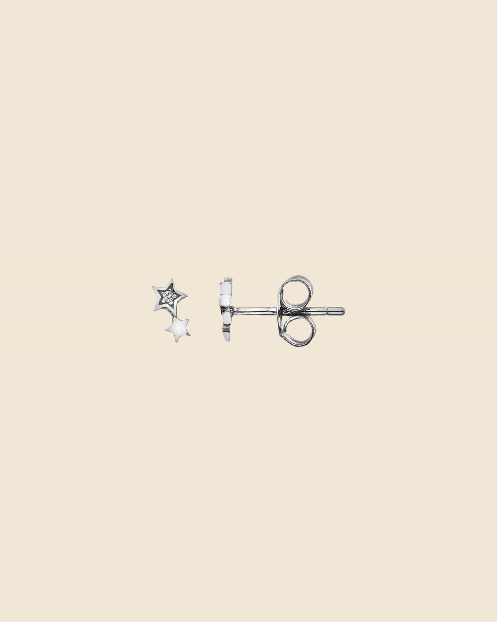Sterling Silver Tiny Double Star Studs