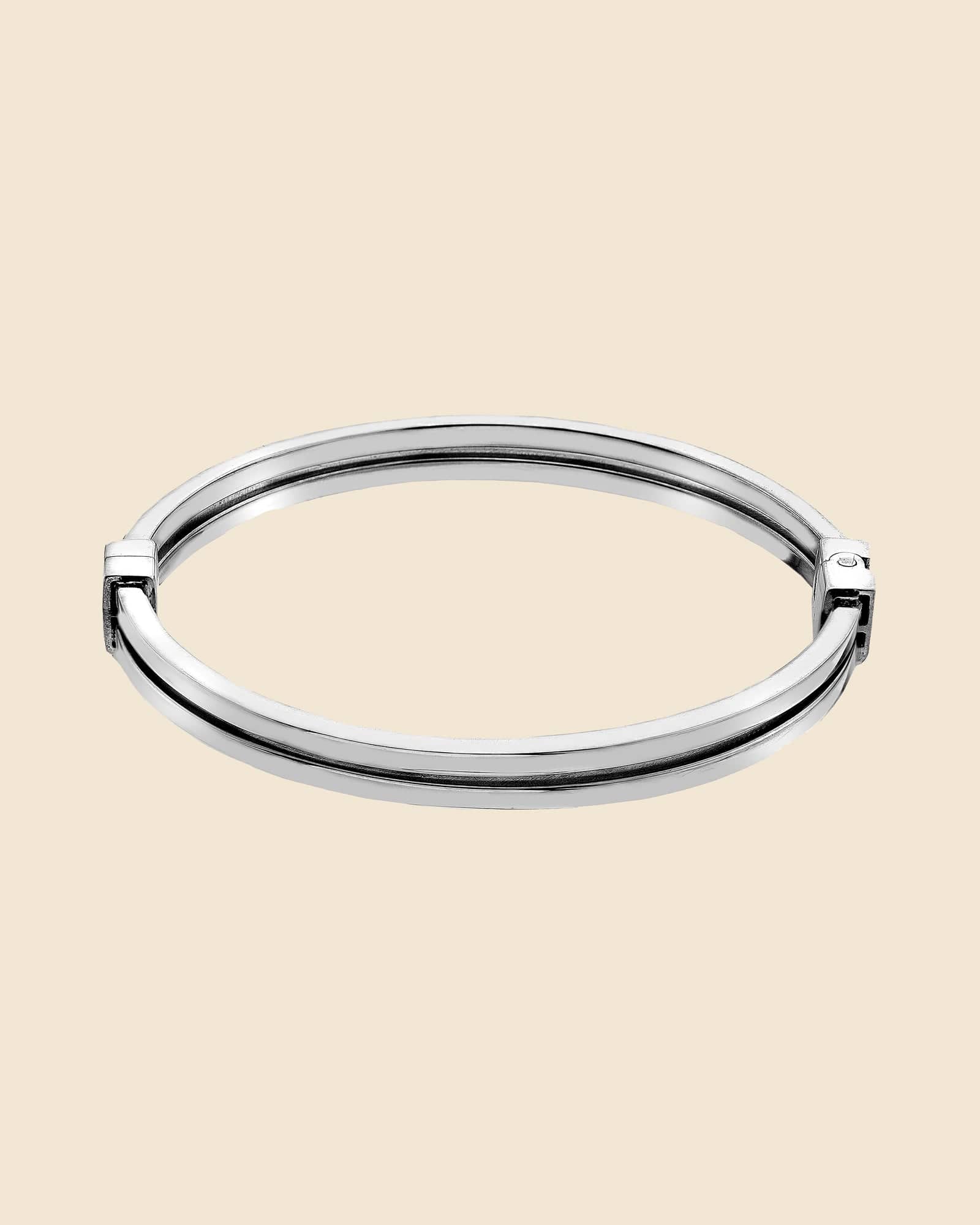 Sterling Silver Hinged Double Bar Bangle