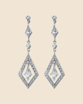 Sterling Silver and Cubic Zirconia Art Deco Drop Earrings