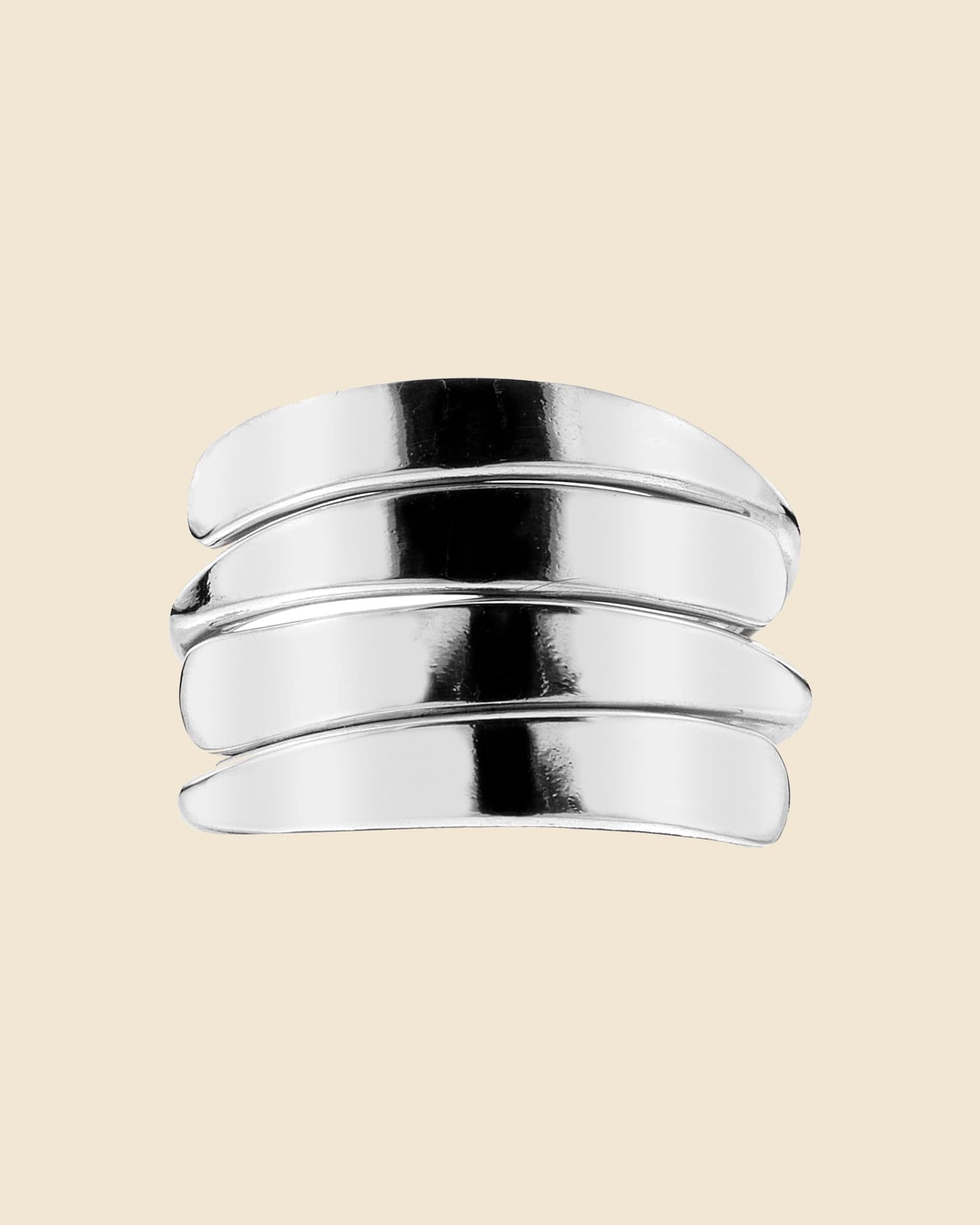 Sterling Silver Double Plain Overlap Ring