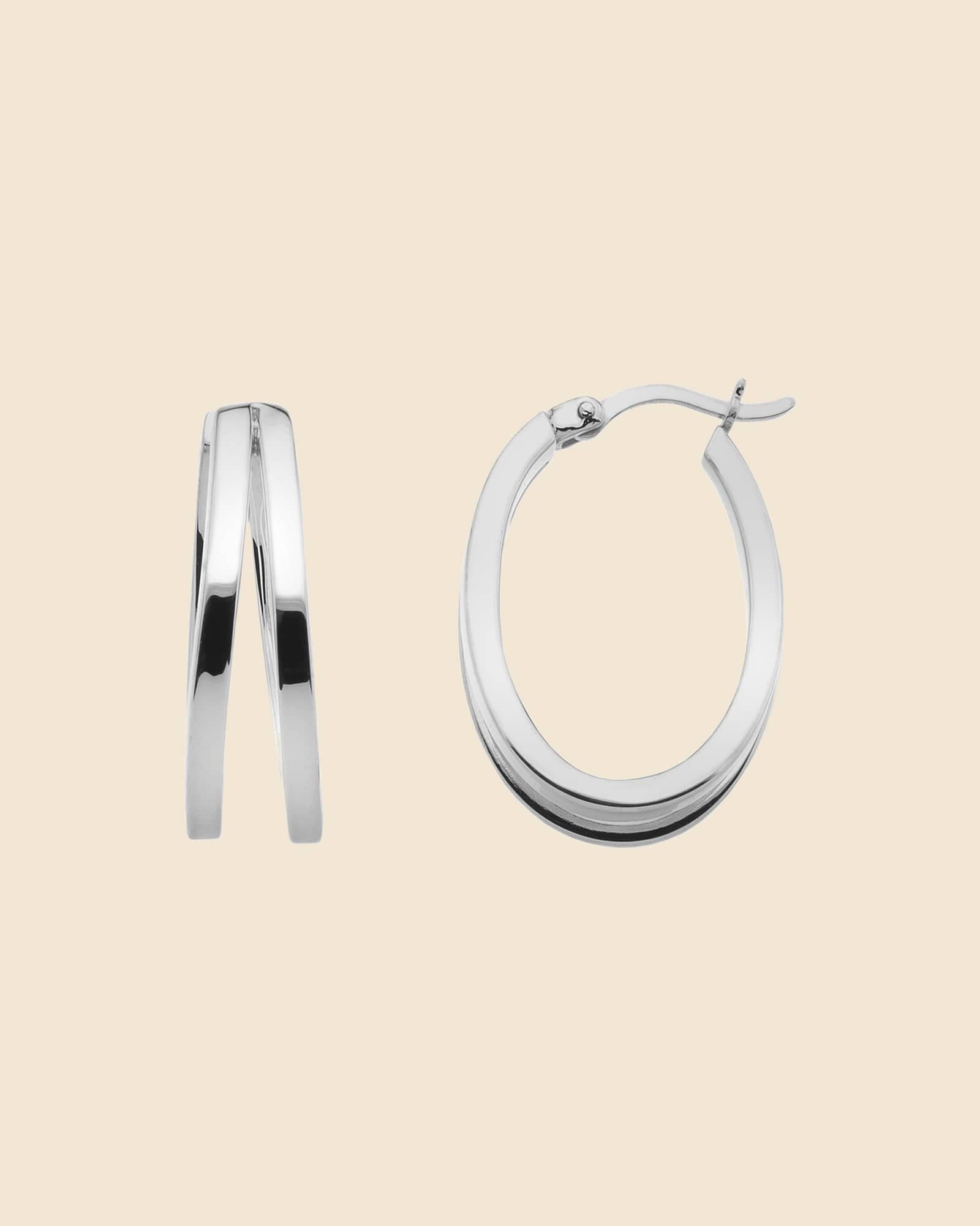 Sterling Silver Double Oval Hoops