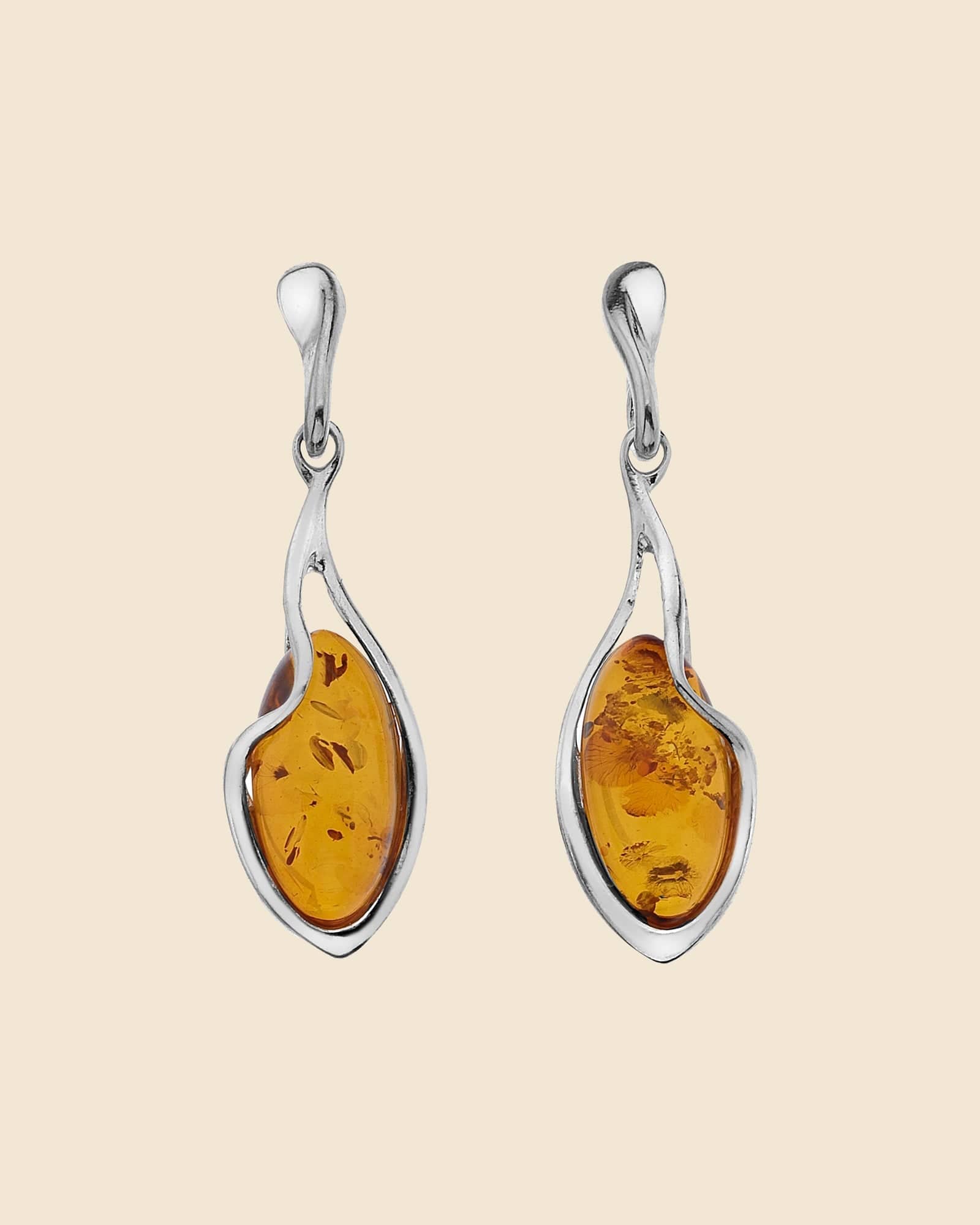 Sterling Silver and Amber Zig Zag Earrings