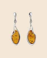 Sterling Silver and Amber Zig Zag Earrings