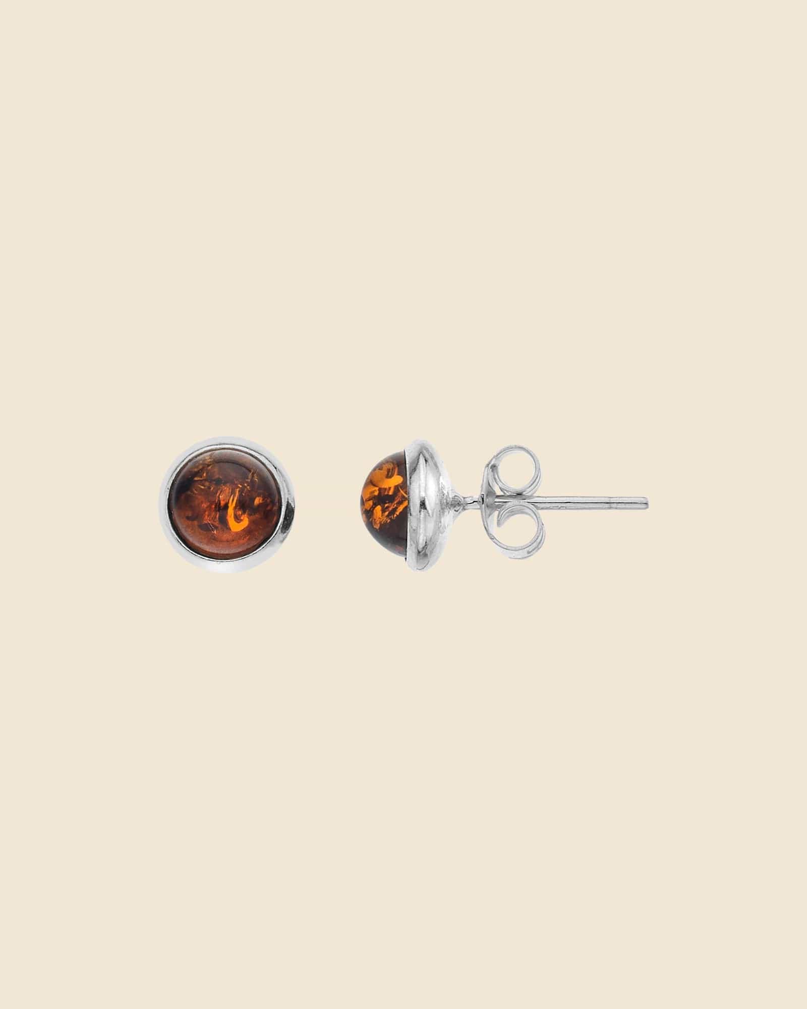 Sterling Silver and Amber Circle Studs