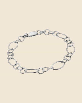 Sterling Silver Oval and Circle Link Bracelet