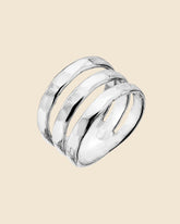 Sterling Silver Hammered Triple Band Ring