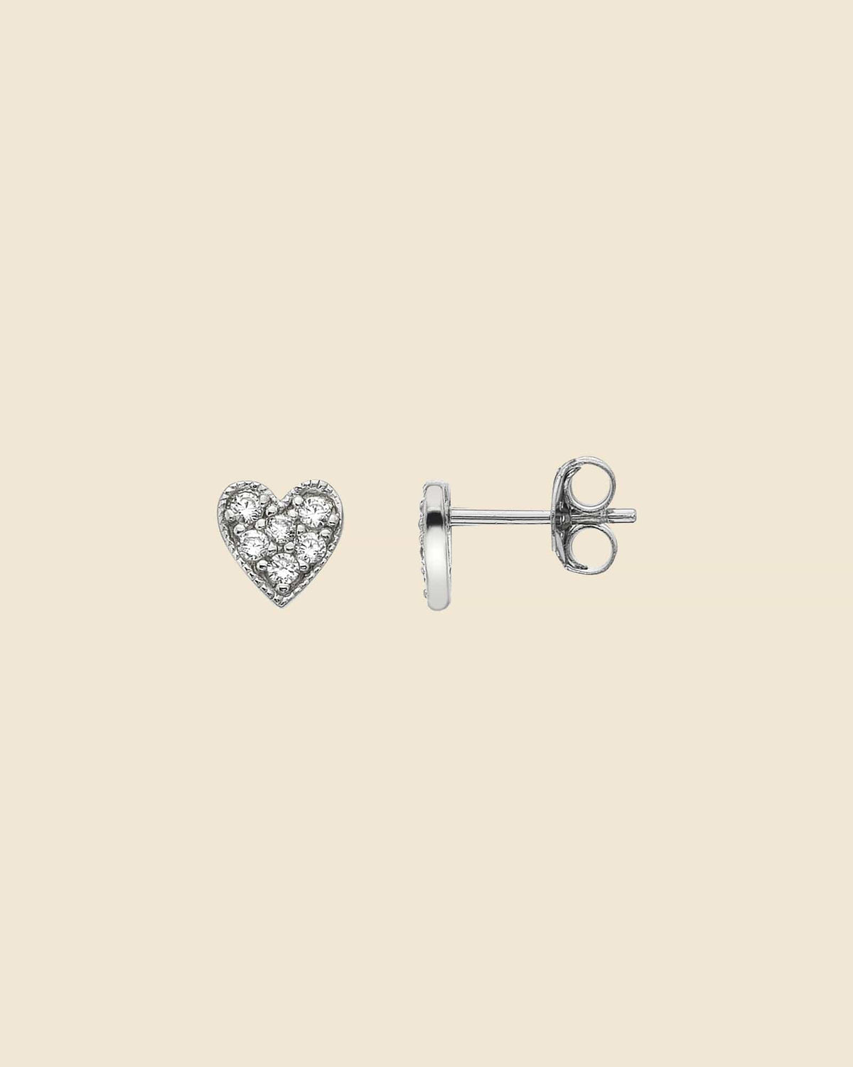 Sterling Silver and Cubic Zirconia Tiny Heart Studs