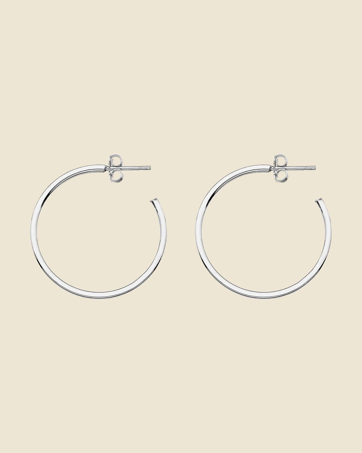Sterling Silver 28mm Square Tube Hoops
