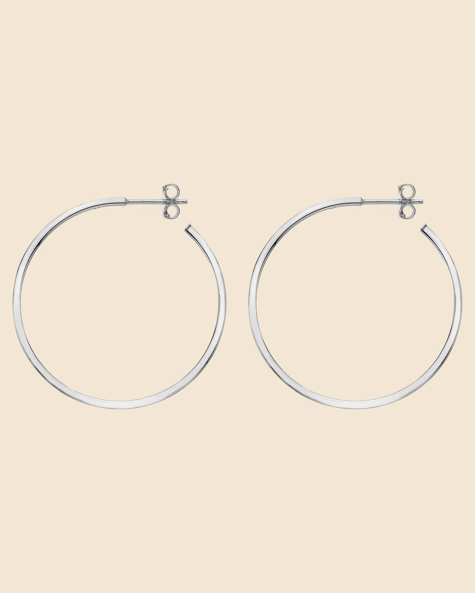 Sterling Silver 35mm Square Tube Hoops