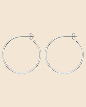 Sterling Silver 35mm Square Tube Hoops