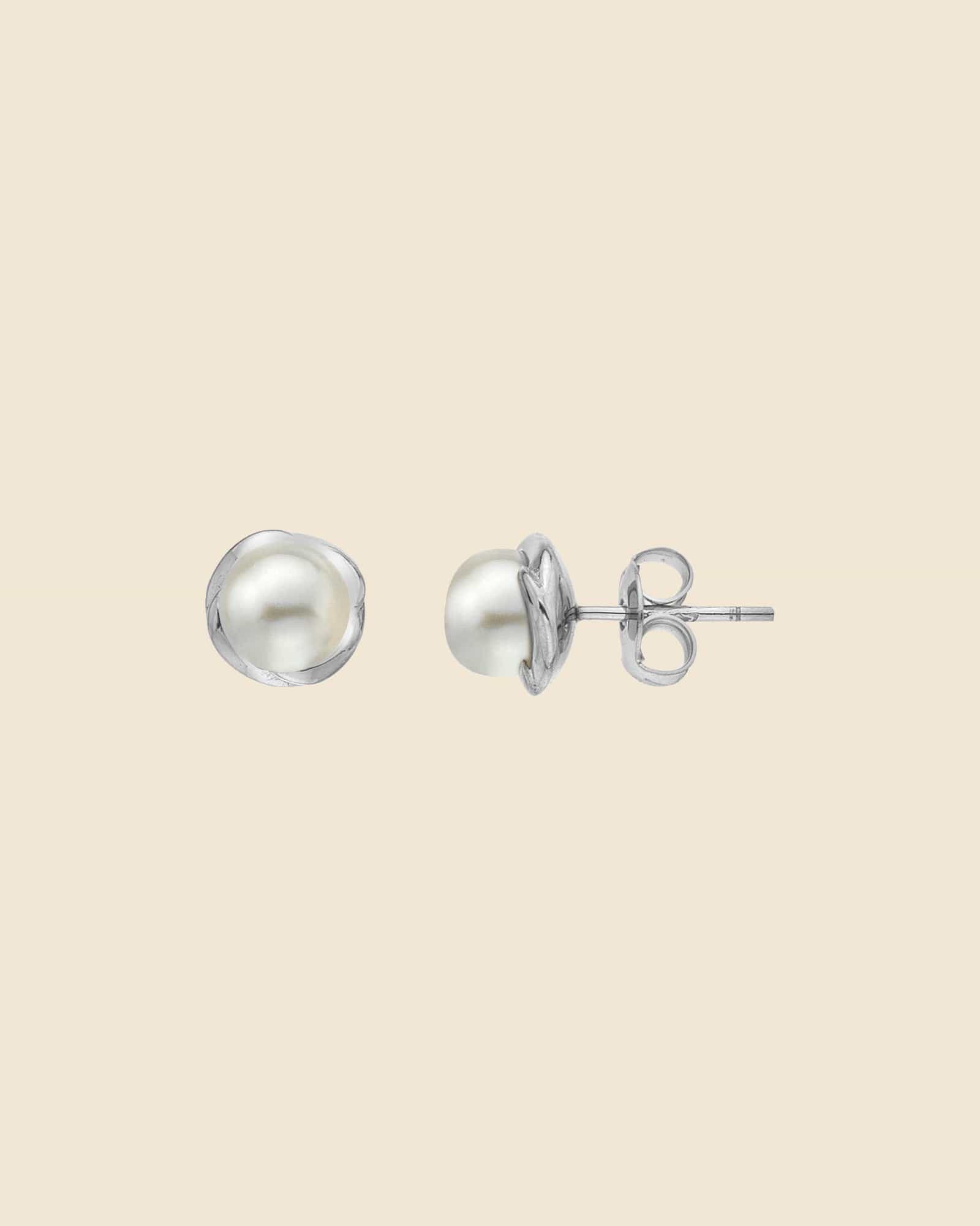 Sterling Silver Surround Freshwater Pearl Studs