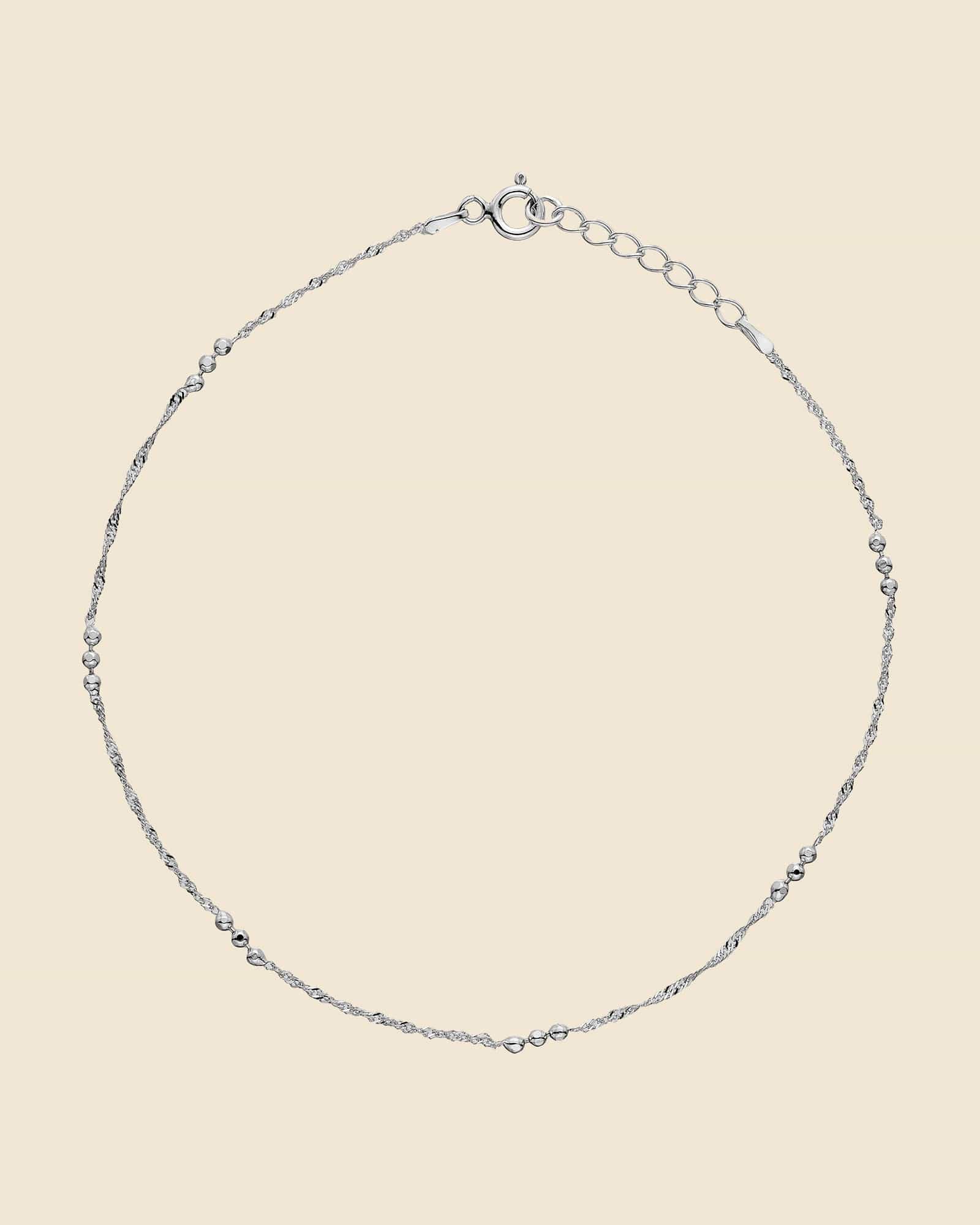 Sterling Silver Light Ball and Twisted Chain Anklet
