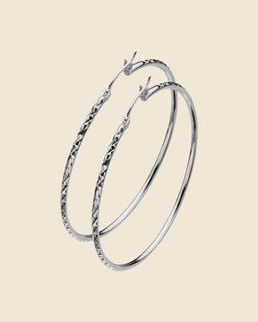Sterling Silver 55mm Diamond-Cut Hoops