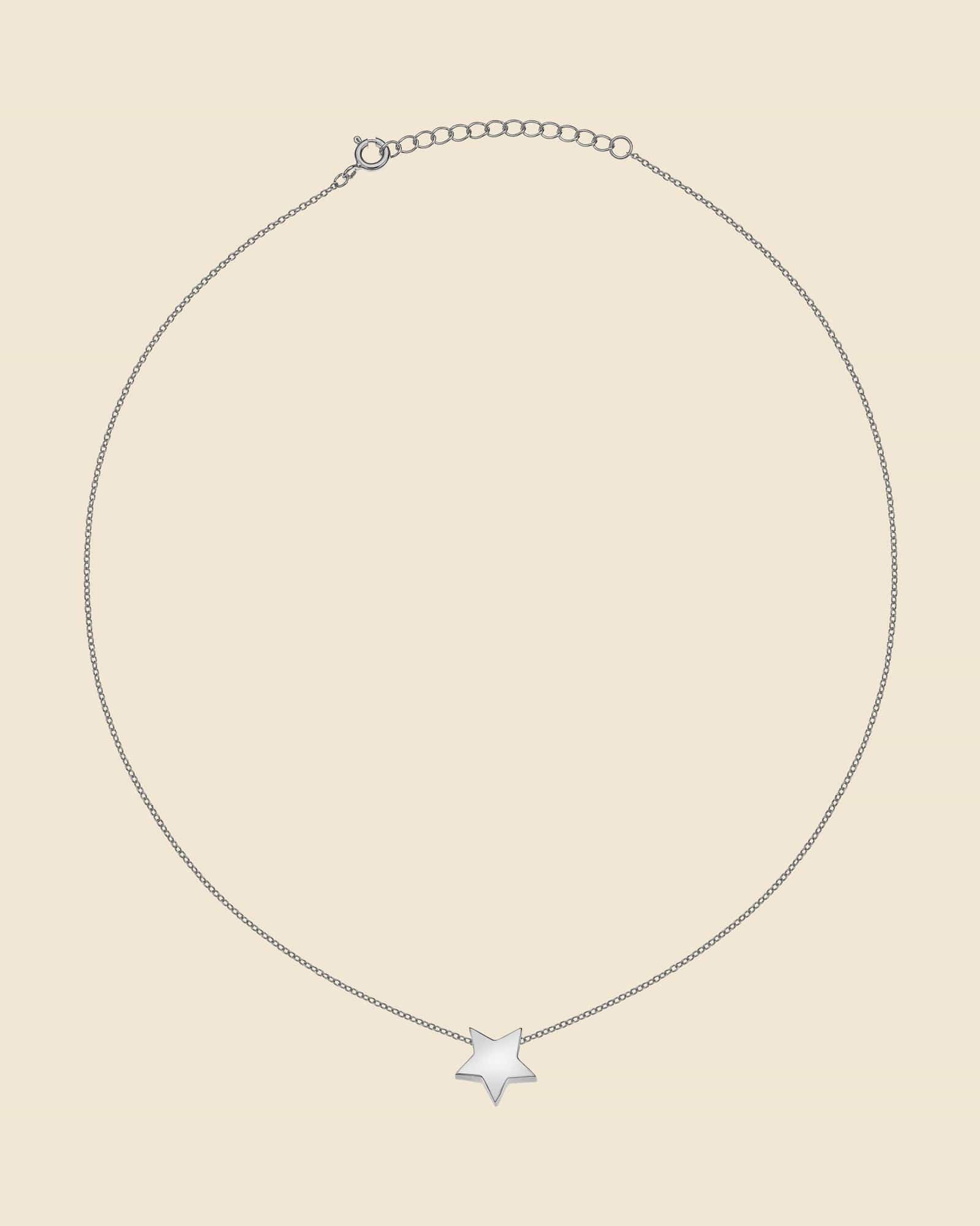 Sterling Silver Solid Floating Star Necklace
