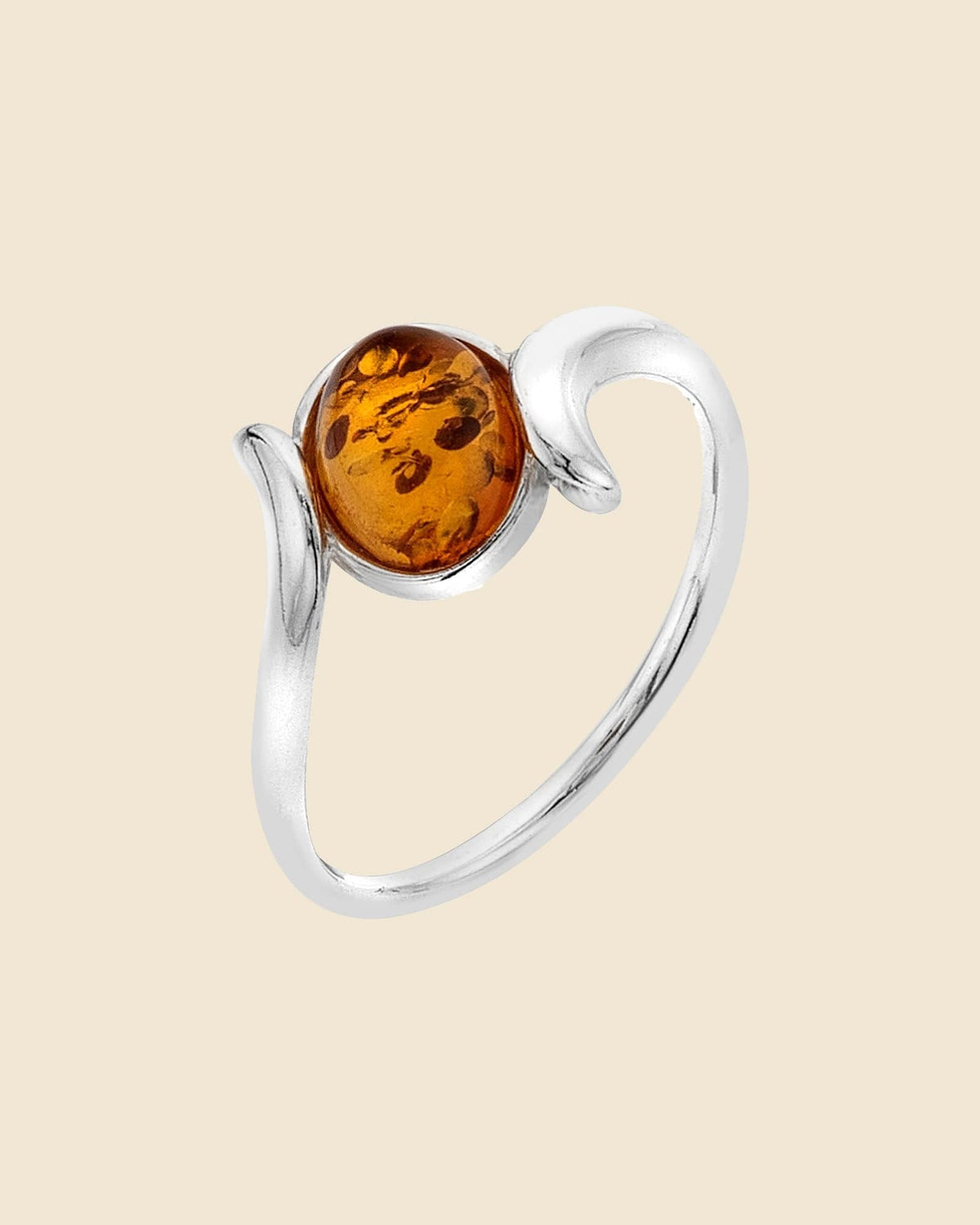 Sterling Silver and Amber Crossover ring