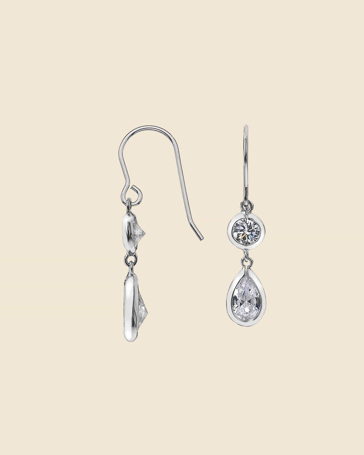 Sterling Silver and Cubic Zirconia Martini Teartrop Earrings