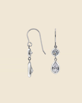 Sterling Silver and Cubic Zirconia Martini Teartrop Earrings