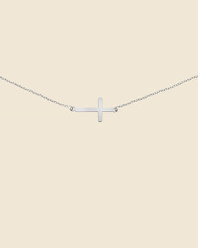 Sterling Silver Side Cross Necklace