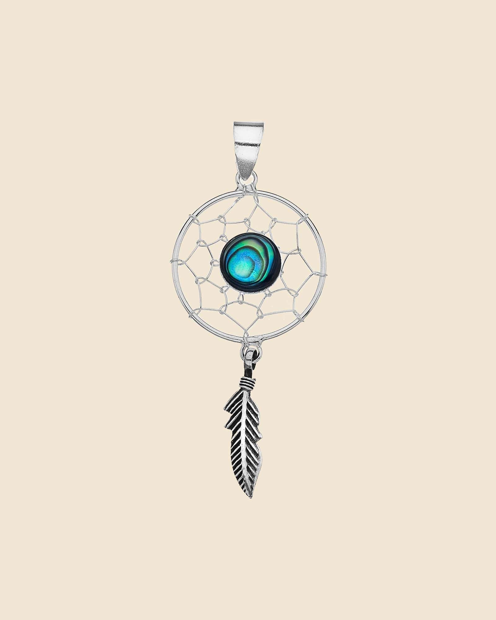 Sterling Silver and Paua Shell Dreamcatcher Pendant