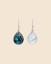 Silver Paua and Pearl Double Sided Teardrop Earrings