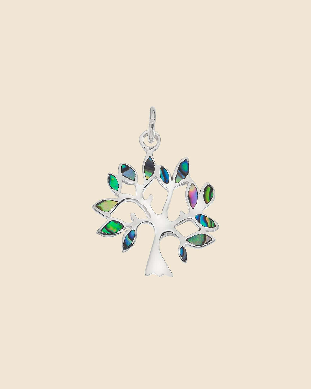 Sterling Silver and Paua Shell Tree Pendant