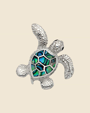 Sterling Silver Paua Shell Turtle Pendant