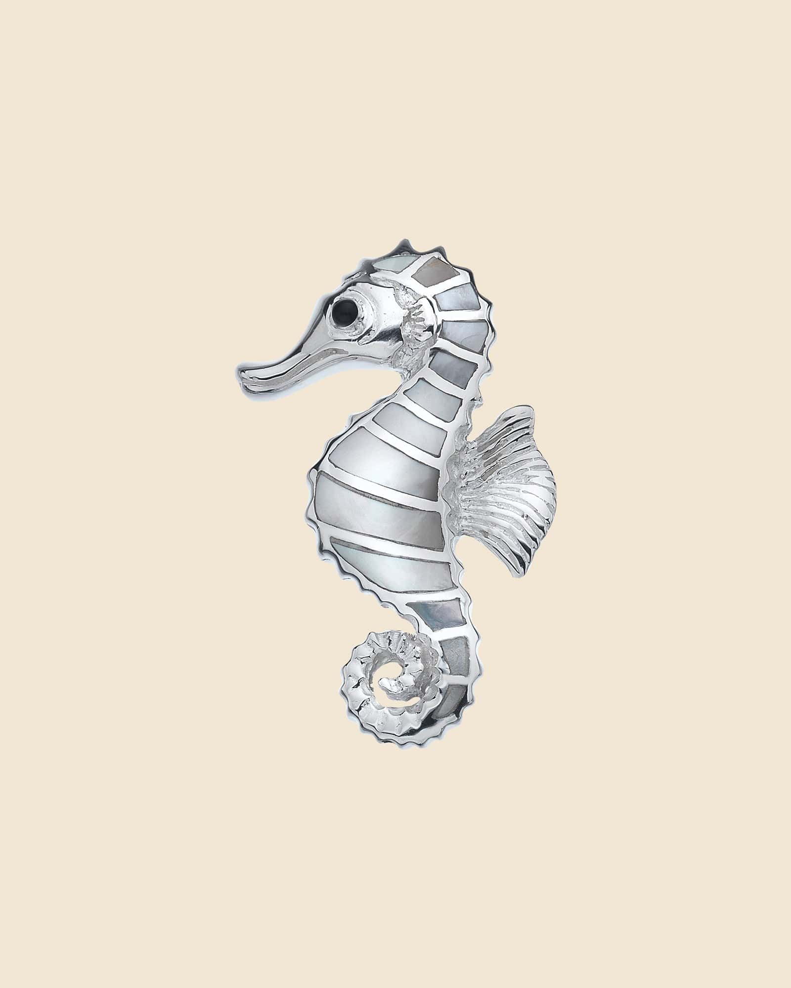 Sterling Silver and Mother of Pearl Seahorse Pendant