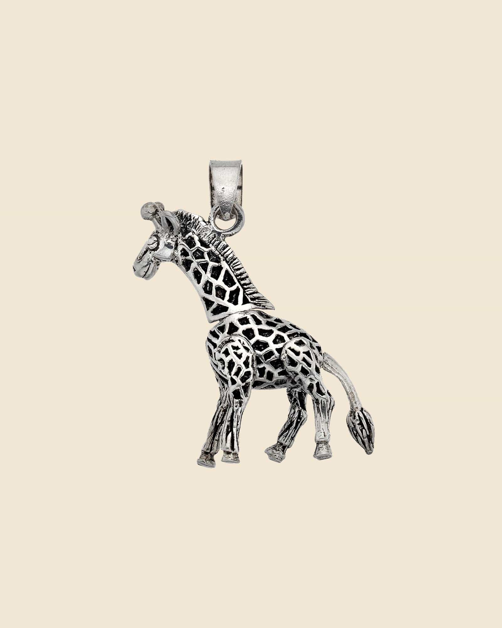 Silver  Openwork Giraffe Pendant