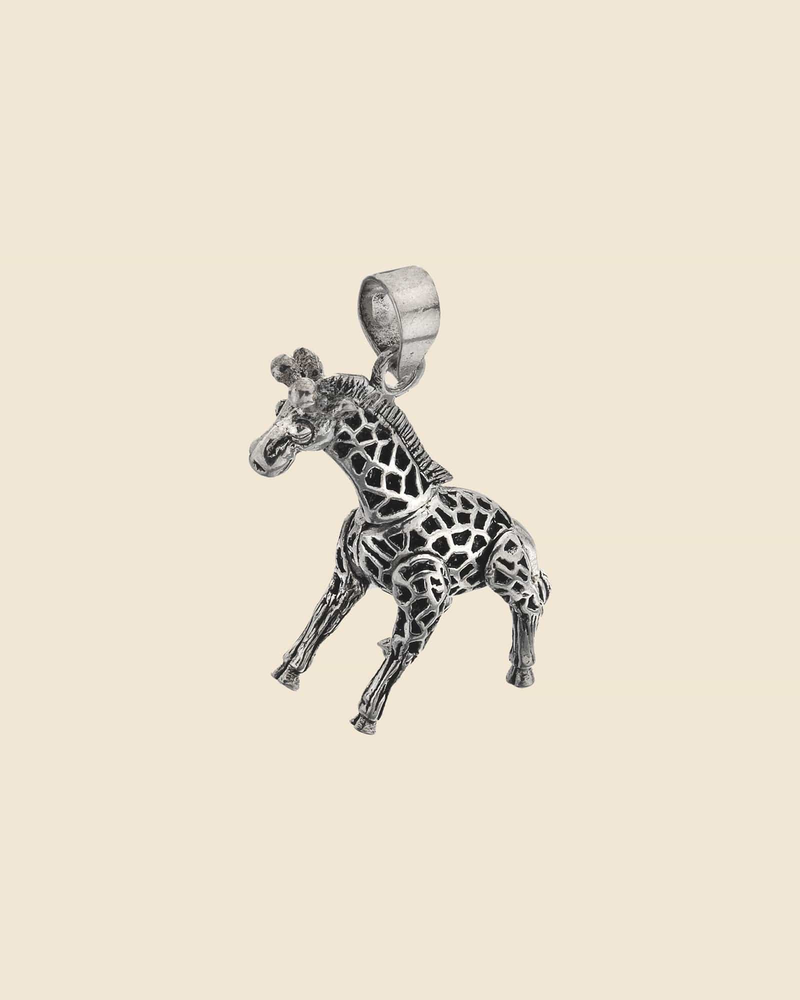 Silver  Openwork Giraffe Pendant