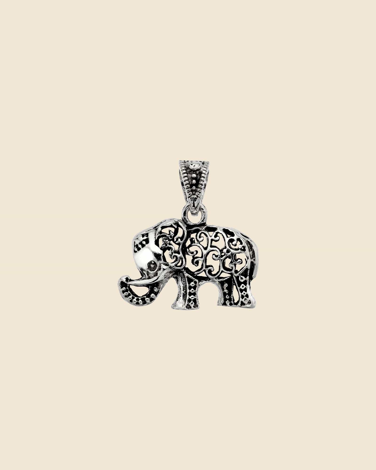 Sterling Silver  Openwork Elephant Pendant