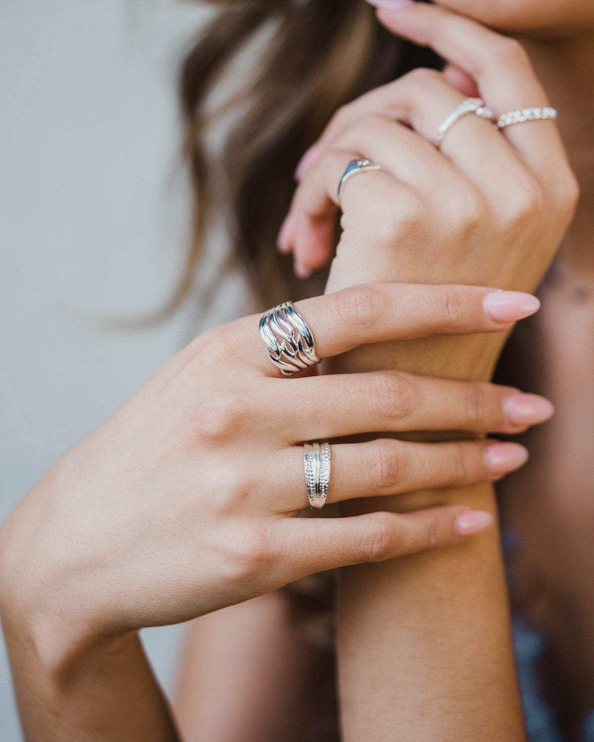 Sterling Silver Lightly Hammered Band Ring