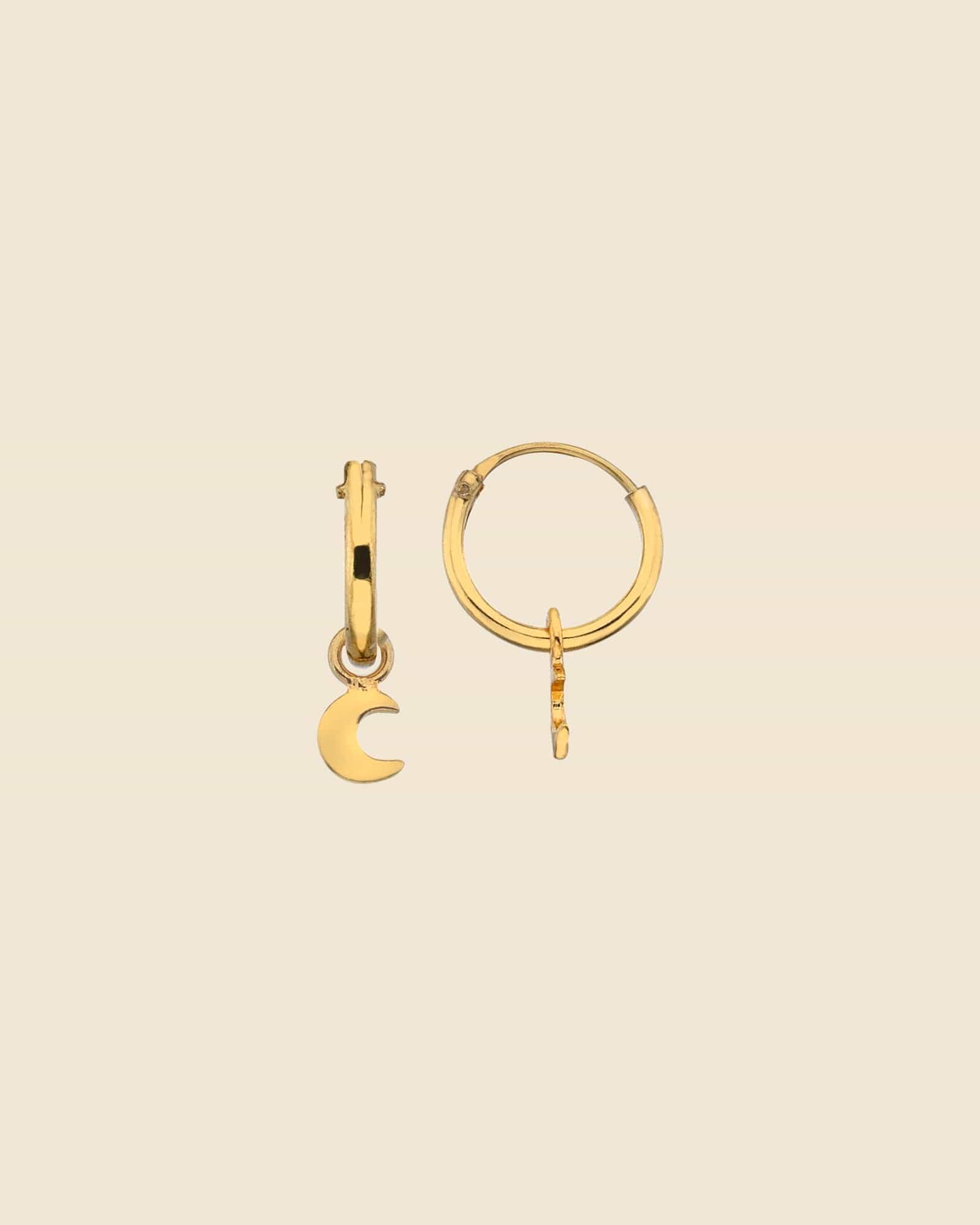 Gold Plated 10mm Hoop with Mini Moon Charm