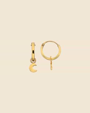 Gold Plated 10mm Hoop with Mini Moon Charm