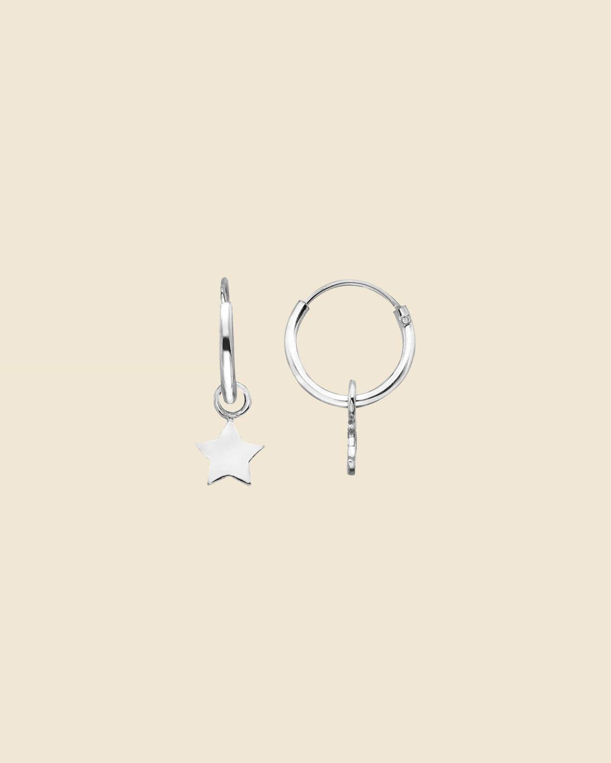 Sterling Silver 10mm Hoops with Mini Star Charm