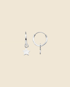 Sterling Silver 10mm Hoops with Mini Star Charm