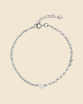 Sterling Silver and Mini Pearl Heart Charm Bracelet