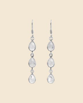Sterling Silver and Gemstone Triple Drop Earrings