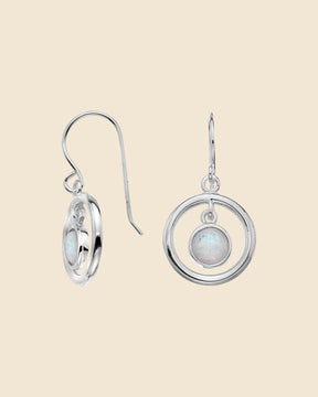 Sterling Silver and Opal Floating Circles Drop Earrings