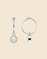 Sterling Silver Mini Opal Charm Hoops