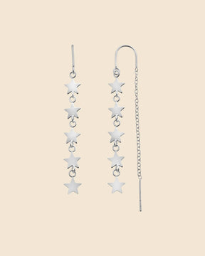 Sterling Silver Pull-Through Star Earrings