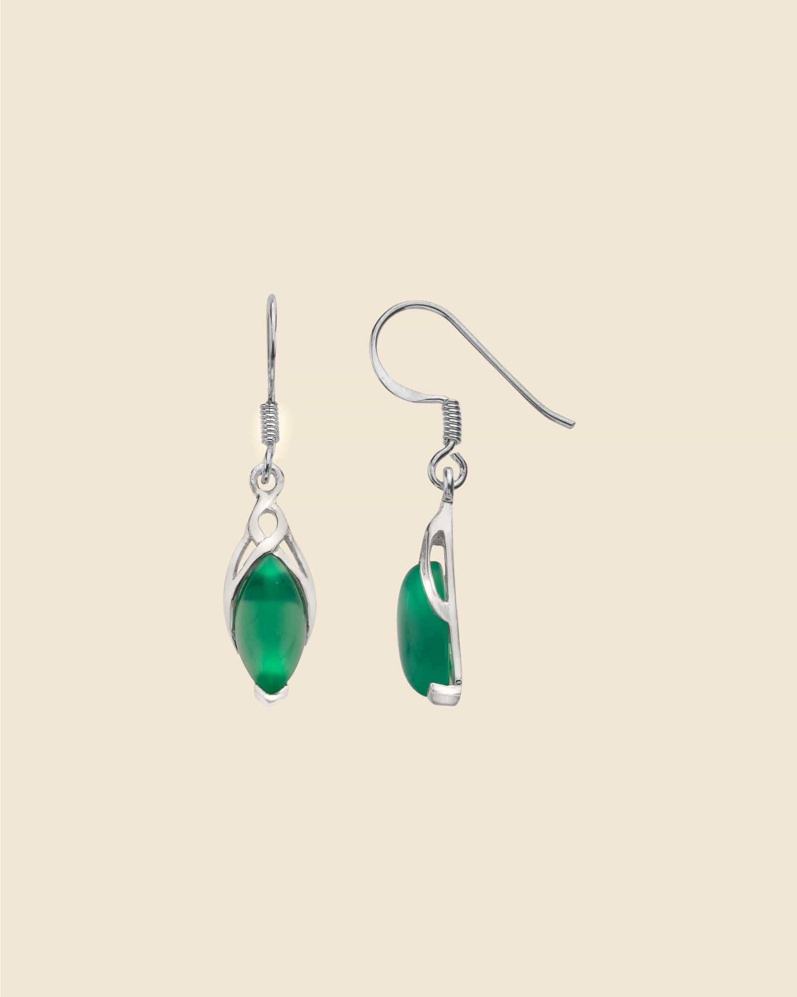 Sterling Silver and Gemstone Celtic Drop Earrings