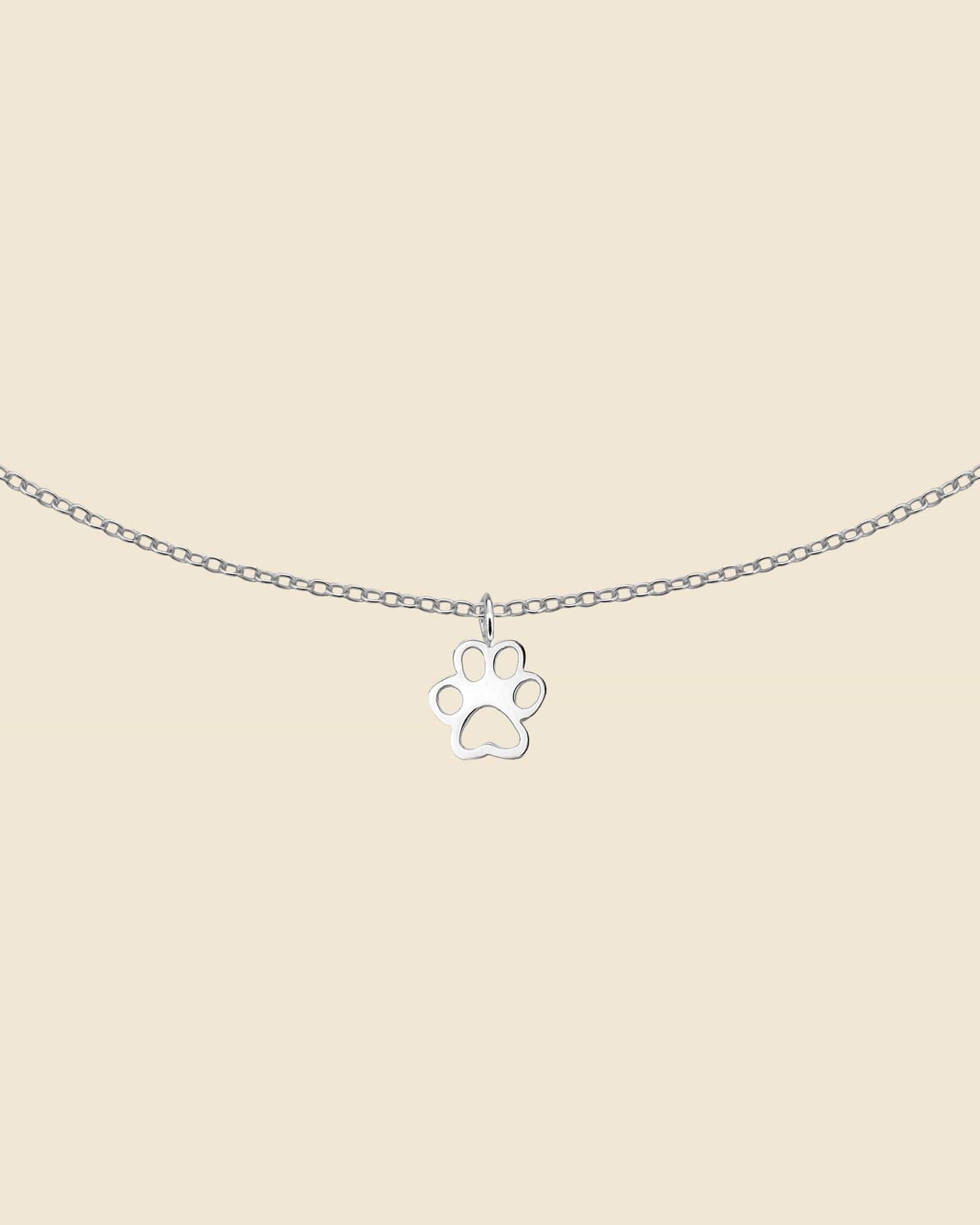 Sterling Silver Mini Paw Print Necklace