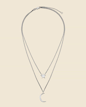 Sterling Silver Star and Moon Layered Necklace