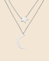 Sterling Silver Star and Moon Layered Necklace