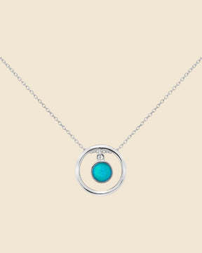 Sterling Silver and Opal Floating Circle Necklace