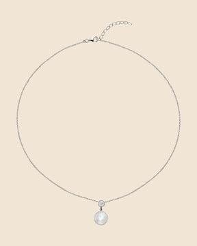 Sterling Silver and Opal Necklace With Cubic Zirconia Bale
